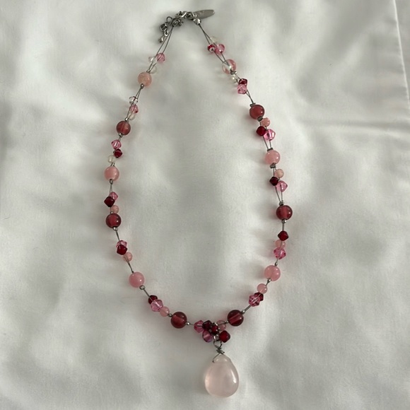 NY & Co. Pink Teardrop Beaded Necklace - Picture 1 of 3